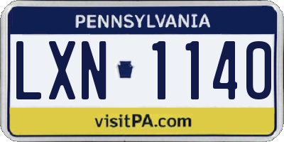 PA license plate LXN1140