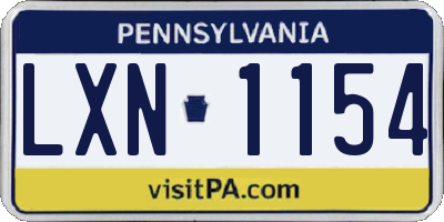 PA license plate LXN1154