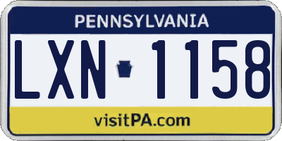 PA license plate LXN1158