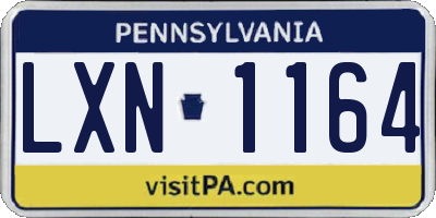 PA license plate LXN1164