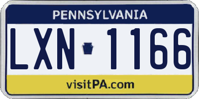 PA license plate LXN1166