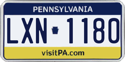 PA license plate LXN1180