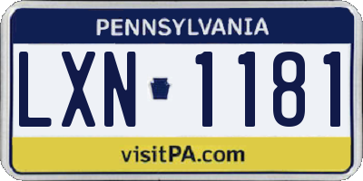 PA license plate LXN1181