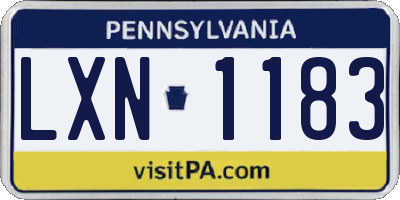 PA license plate LXN1183