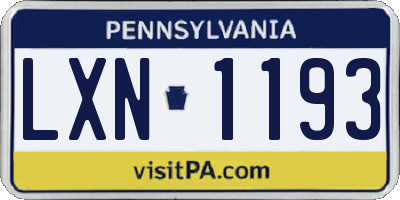PA license plate LXN1193
