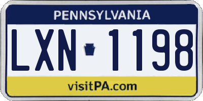 PA license plate LXN1198