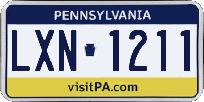 PA license plate LXN1211