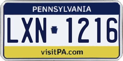 PA license plate LXN1216