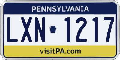 PA license plate LXN1217