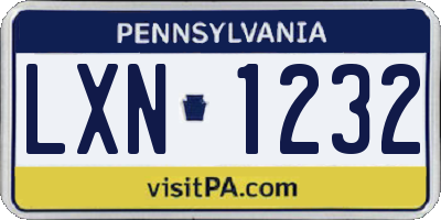 PA license plate LXN1232