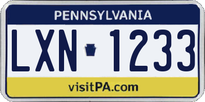 PA license plate LXN1233