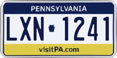 PA license plate LXN1241