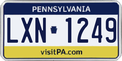 PA license plate LXN1249