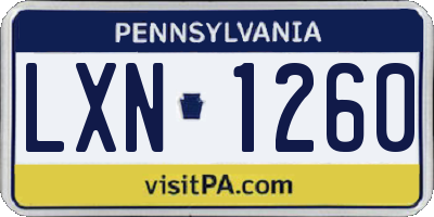 PA license plate LXN1260
