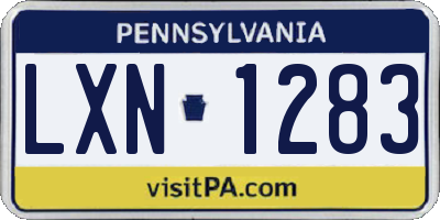 PA license plate LXN1283