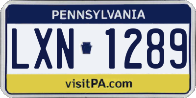 PA license plate LXN1289