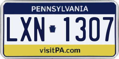 PA license plate LXN1307