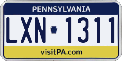 PA license plate LXN1311