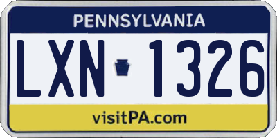 PA license plate LXN1326