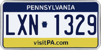 PA license plate LXN1329