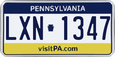PA license plate LXN1347