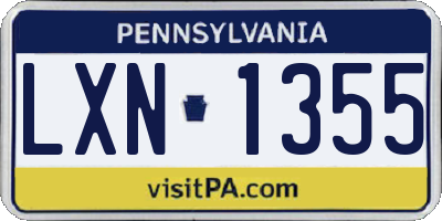 PA license plate LXN1355
