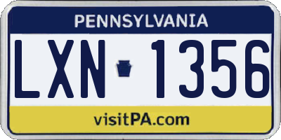 PA license plate LXN1356