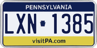 PA license plate LXN1385