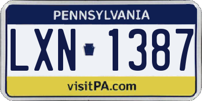 PA license plate LXN1387