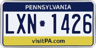 PA license plate LXN1426