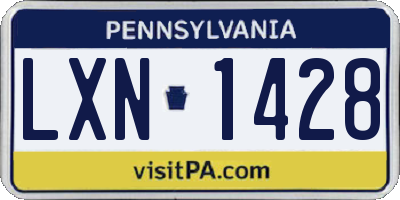 PA license plate LXN1428