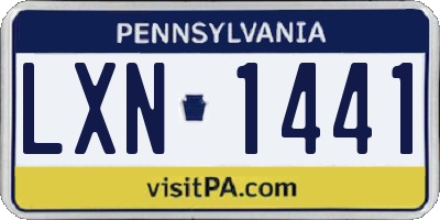 PA license plate LXN1441