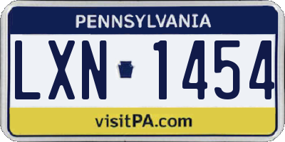 PA license plate LXN1454