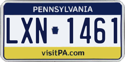 PA license plate LXN1461