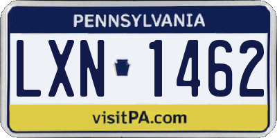 PA license plate LXN1462