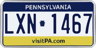 PA license plate LXN1467
