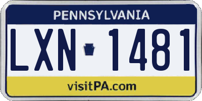 PA license plate LXN1481