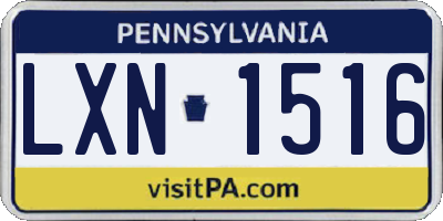 PA license plate LXN1516