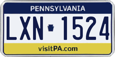 PA license plate LXN1524