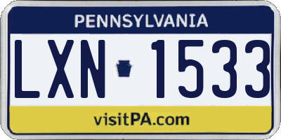 PA license plate LXN1533