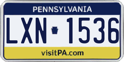 PA license plate LXN1536