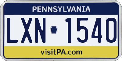 PA license plate LXN1540