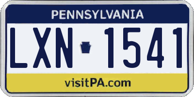 PA license plate LXN1541