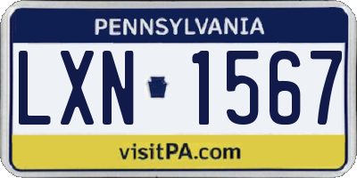 PA license plate LXN1567