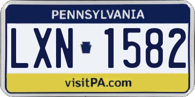 PA license plate LXN1582