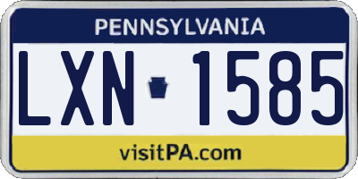 PA license plate LXN1585