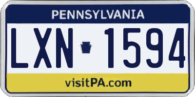 PA license plate LXN1594
