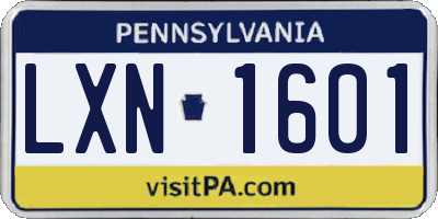 PA license plate LXN1601