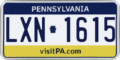 PA license plate LXN1615