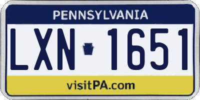 PA license plate LXN1651